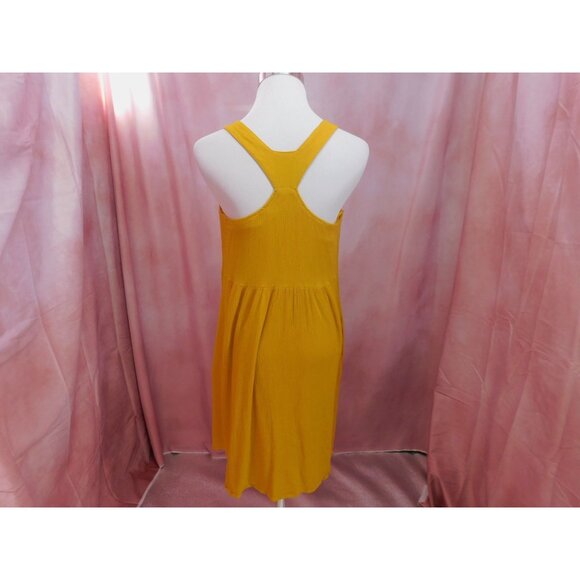 Cupio XS Mustard Yellow Boho Midi Dress Beaded Neckline Sleeveless - Picture 7 of 10